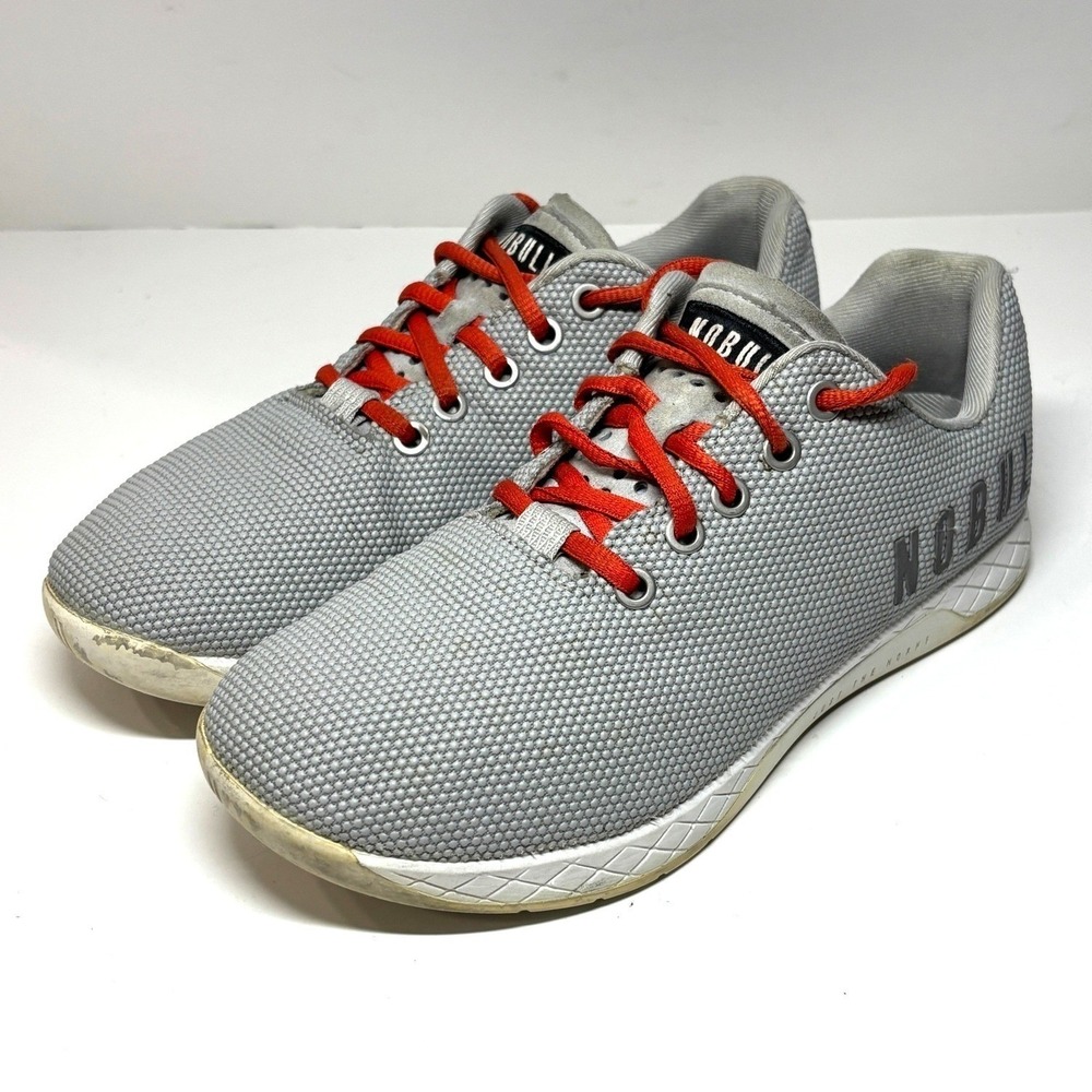 NOBULL Womens‎ Grey Trainer Shoes Orange Laces Size 8.5